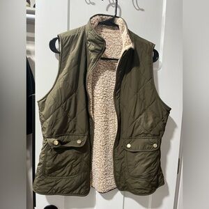 Green Sherpa reversible vest.